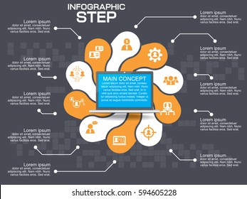 Timeline infographics design template with 10 options, process diagram, vector eps10 illustration