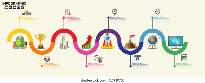 Timeline infographics design template with 10 options, process diagram, vector eps10 illustration