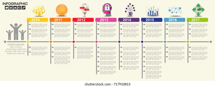 Modelo de design de infográficos de linha do tempo com 10 opções, diagrama de processo, ilustração vetorial eps10