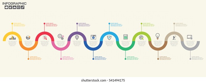 Timeline infographics design template with 12 options, process diagram, vector eps10 illustration