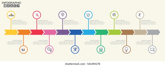 Modelo de design de infográficos de linha do tempo com 12 opções, diagrama de processo, ilustração vetorial eps10