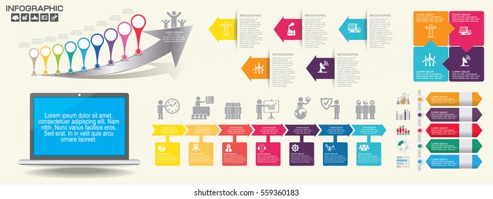 Modelo de design de infográficos de linha do tempo com 12 opções, diagrama de processo, ilustração vetorial eps10