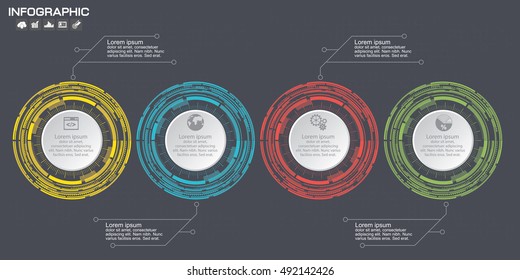 Timeline infographics design template with 4 options, process diagram, vector eps10 illustration