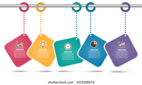 Timeline infographics design template with 5 options, process diagram, Vector EPS10 illustration.