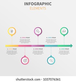 Timeline infographics design template with 5 options