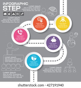 Timeline infographics design template with 5 options, process diagram, vector eps10 illustration