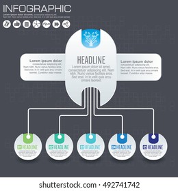 Timeline infographics design template with 5 options, process diagram, vector eps10 illustration