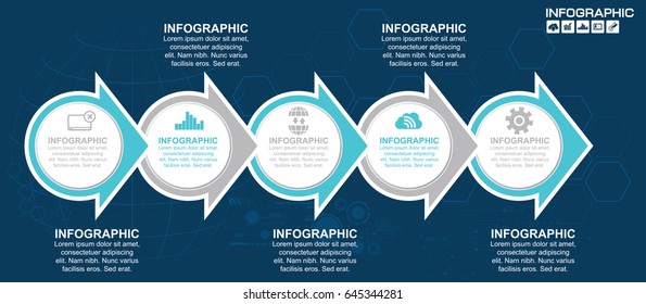 Timeline infographics design template with 5 options, process diagram, vector eps10 illustration