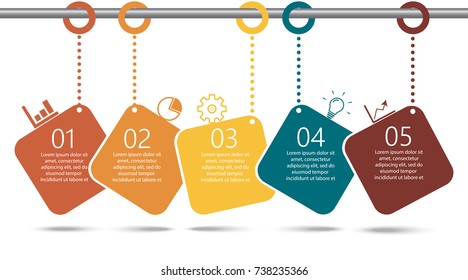 Timeline infographics design template with 5 options, process diagram, vector eps10 illustration