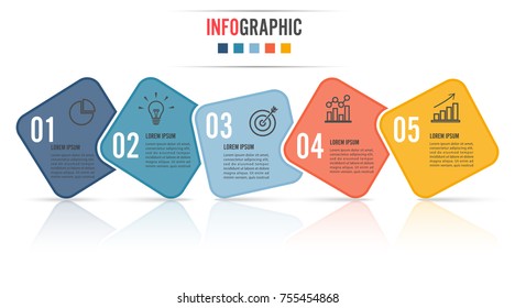 Plantilla de diseño de infografías de línea de tiempo con 5 opciones, diagrama de procesos, ilustración de pasos vectoriales10