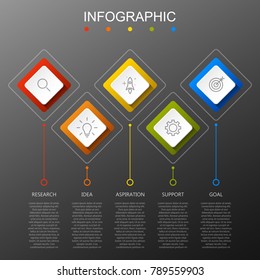 Timeline infographics design template with 5 options