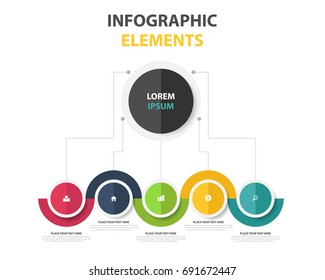 Timeline infographics design template with 5options, process diagram, vector eps10 illustration