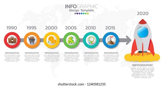 Timeline infographics design template with 6 options, process diagram, vector eps10 illustration