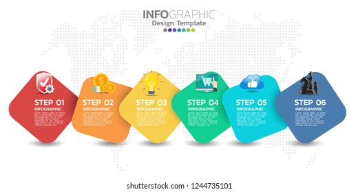 Timeline infographics design template with 6 options, process diagram, vector eps10 illustration