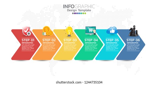 Timeline infographics design template with 6 options, process diagram, vector eps10 illustration