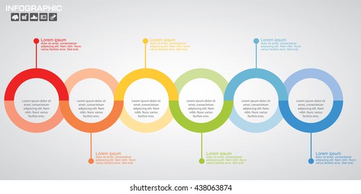 Timeline infographics design template with 6 options, process diagram, vector eps10 illustration