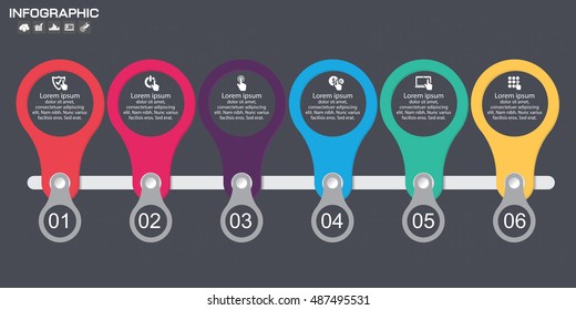 Timeline infographics design template with 6 options, process diagram, vector eps10 illustration