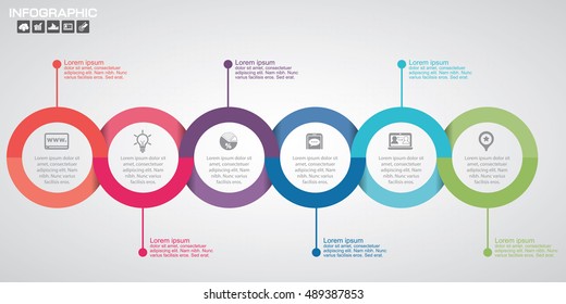 Plantilla de diseño de infografías de línea de tiempo con 6 opciones, diagrama de procesos, ilustración de pasos vectoriales10