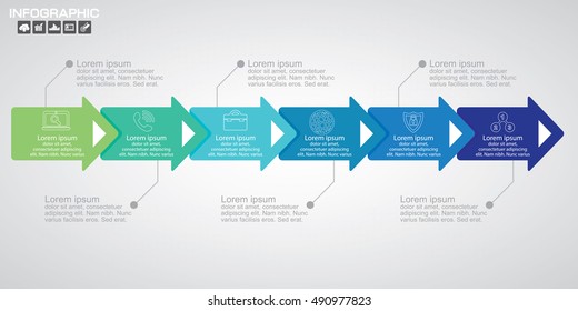 Timeline infographics design template with 6 options, process diagram, vector eps10 illustration