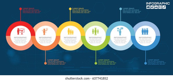 Timeline infographics design template with 6 options, process diagram, vector eps10 illustration