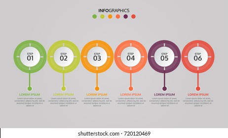 Timeline infographics design template with 6 steps, process diagram, vector eps10 illustration