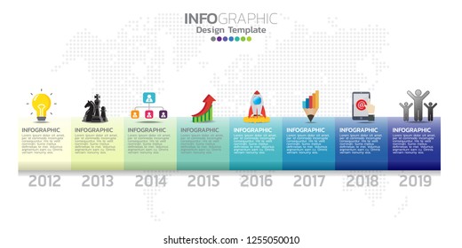 Timeline infographics design template with 7 options, process diagram, vector eps10 illustration