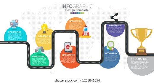 Timeline infographics design template with 7 options, process diagram, vector eps10 illustration