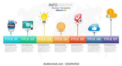 Timeline infographics design template with 7 options, process diagram, vector eps10 illustration