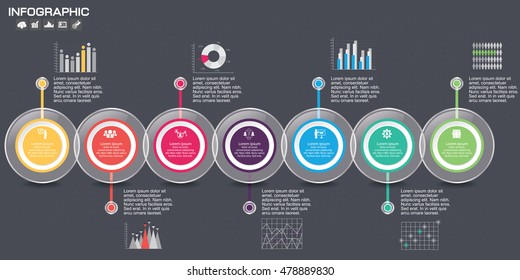 Timeline infographics design template with 7 options, process diagram, vector eps10 illustration