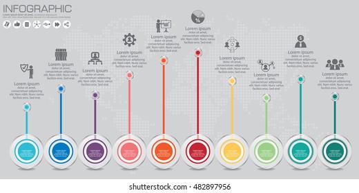 Timeline infographics design template with 7 options, process diagram, vector eps10 illustration