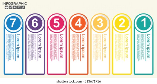Timeline infographics design template with 7 options, process diagram, vector eps10 illustration