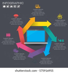 Timeline infographics design template with 7 options, process diagram, vector eps10 illustration