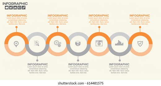 Plantilla de diseño de infografías de línea de tiempo con 7 opciones, diagrama de procesos, ilustración de pasos vectoriales10