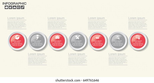 Timeline infographics design template with 7 options, process diagram, vector eps10 illustration