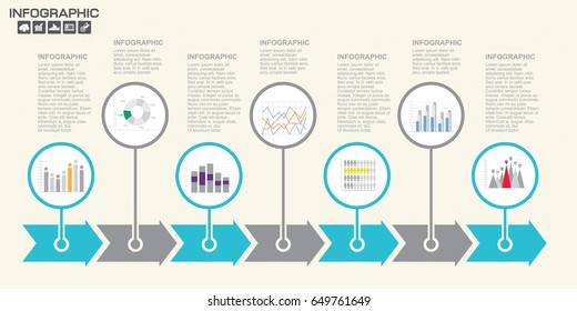 Timeline infographics design template with 7 options, process diagram, vector eps10 illustration