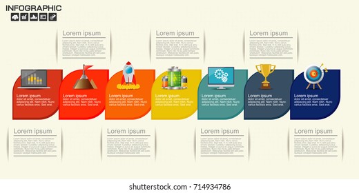 Timeline infographics design template with 7 options, process diagram, vector eps10 illustration