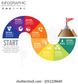 Timeline infographics design template with 8 options, process diagram, vector eps10 illustration