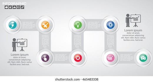 Timeline infographics design template with 8 options, process diagram, vector eps10 illustration