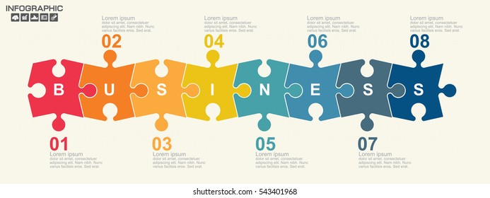 Timeline infographics design template with 8 options, process diagram, vector eps10 illustration