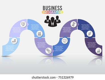 Timeline infographics design template with 8 options, process diagram, vector eps10 illustration