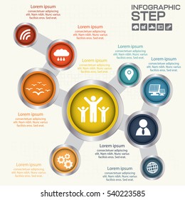 Timeline infographics design template with 9 options, process diagram, vector eps10 illustration