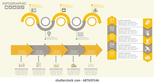 Timeline infographics design template with arrow and  options, process diagram, vector eps10 illustration