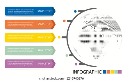 Timeline infographics design template. Can be used for workflow layout, diagram, annual report, web design. Business concept steps or processes, with world map on white background, Vector eps10
