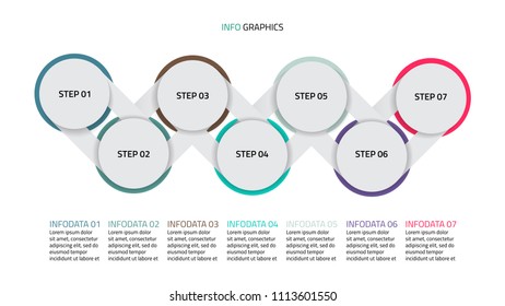 Timeline infographics design template with circles processes line. Business concept with step, options.Vector illustration