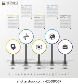 Timeline infographics design template with circles. Modern concept. Vector illustration