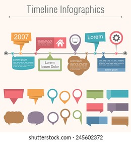 Timeline infographics design template with different elemnts for your content, vector eps10 illustration