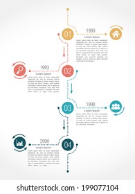 Timeline infographics design template with four elements, vector eps10 illustration