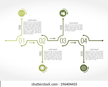 Timeline infographics design template, green eco style, vector eps10 illustration