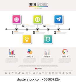 Timeline Infographics design template with icons set , Vector eps10 