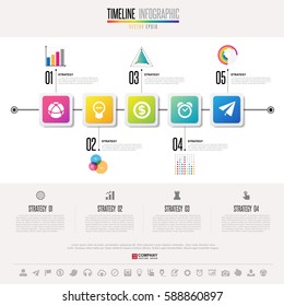 Timeline Infographics design template with icons set , Vector eps10 